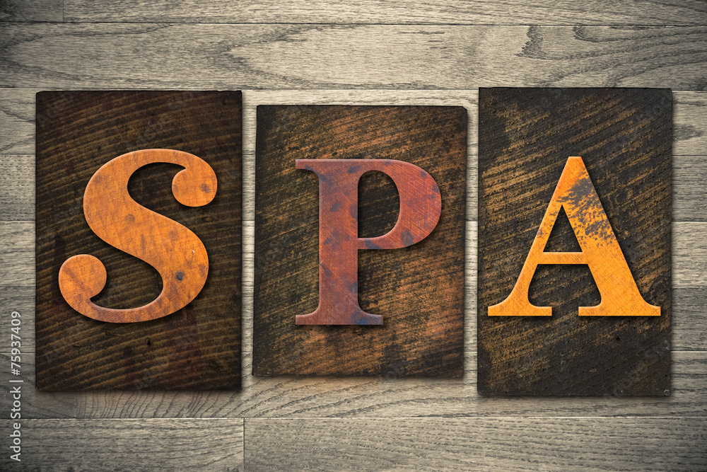 Fototapeta premium Spa Concept Wooden Letterpress Type