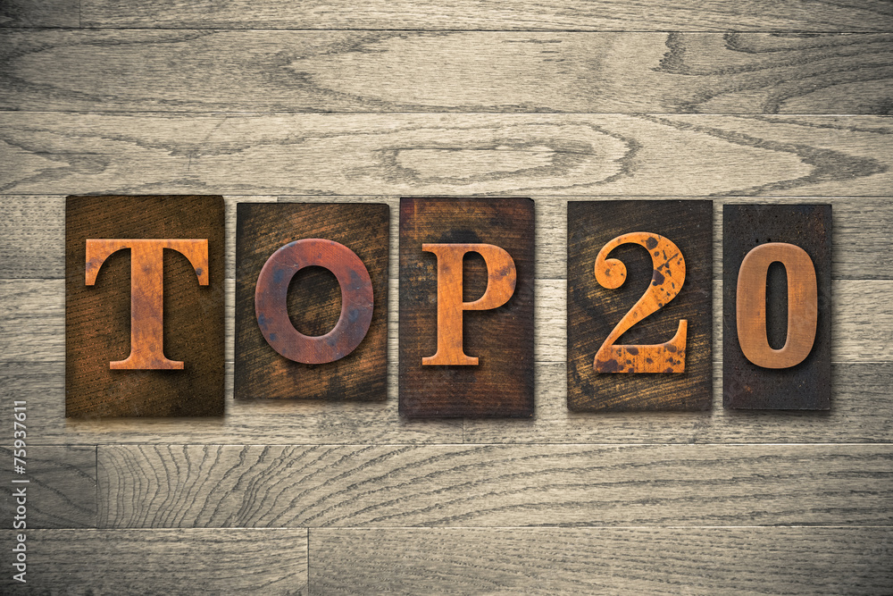 Fototapeta premium Top 20 Concept Wooden Letterpress Type
