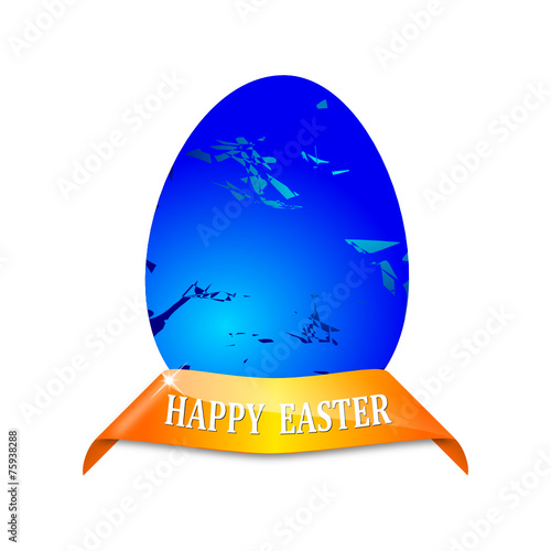 Blue Easter eggs on a yellow base - vector svg
