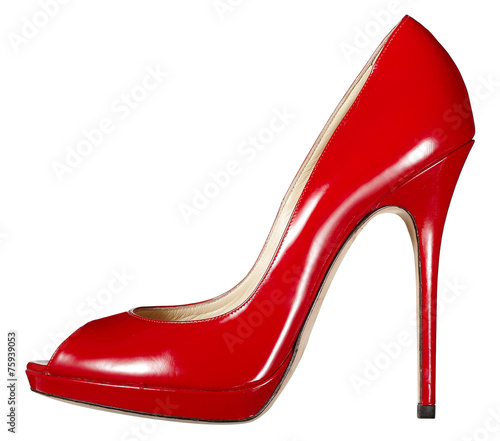 Classic elegant red leather court shoe