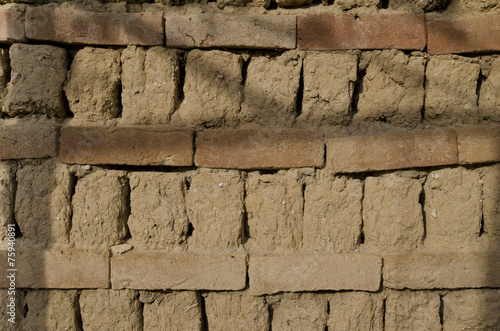 Close up of old soiled brick wall in the Bulgaria
