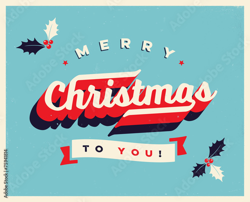 Vintage  Christmas Card  - Vector EPS10. Grunge effects can be easily removed for a brand new, clean sign.