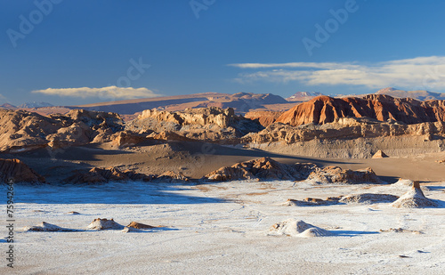 Moon valley in Atacama desert at a dusk