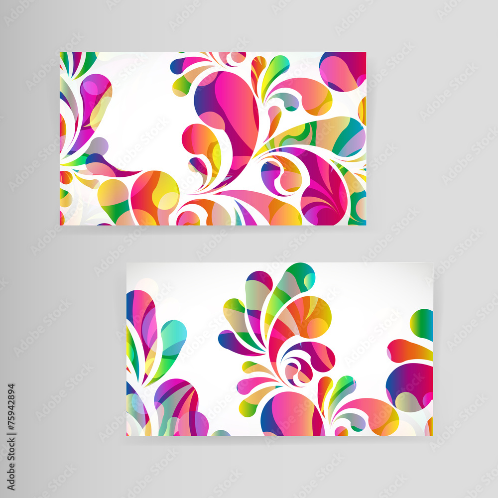 Sample business card with bright teardrop-shaped arches.