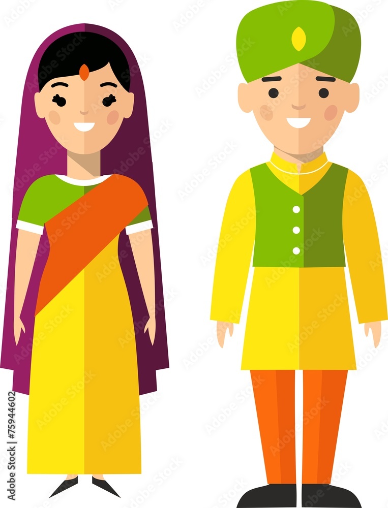 Vector illustration of indian male and female