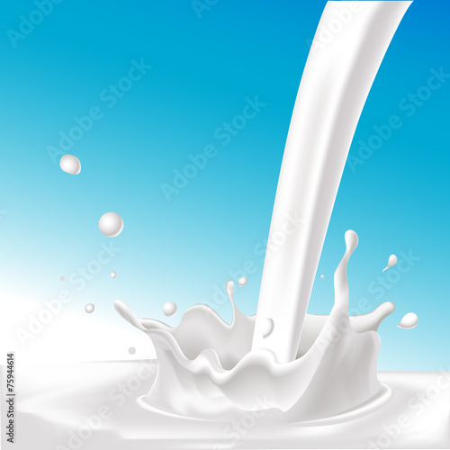 vector splash with pouring milk  - illustration