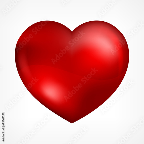 Big red heart isolated on white, vector illustration