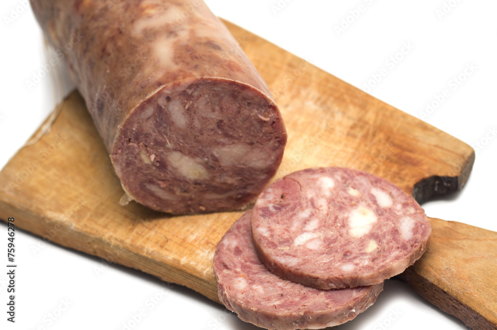 Sausage meat on a cutting board. Photo. Sausage meat on a cutting board. Photo.
