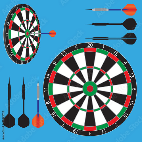 vector illustration of dart board and darts.