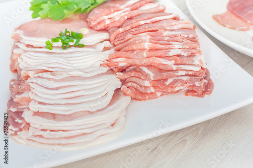 fresh raw pork slice 