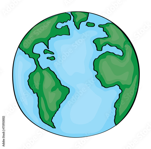 Hand drawn cute cartoon earth. Vector