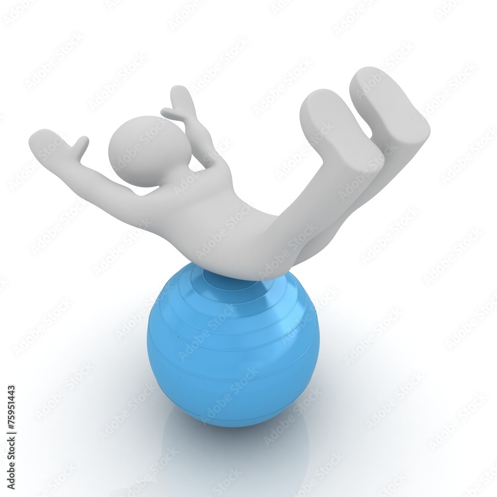 Obraz premium 3d man exercising position on fitness ball. My biggest pilates s