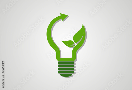 Lamp ecology leaf logo vector