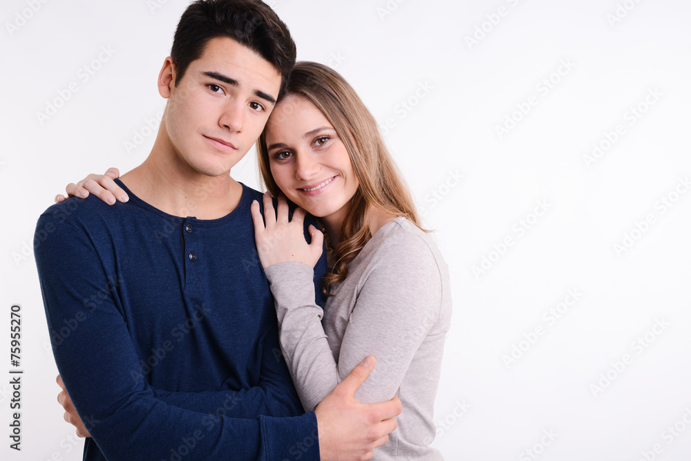 close up studio portrait of a beautiful young couple man woman close up studio portrait of a beautiful young couple man woman