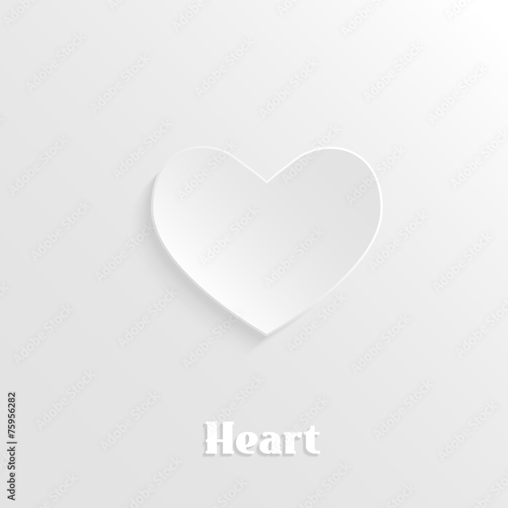 Abstract heart 3D paper icon.