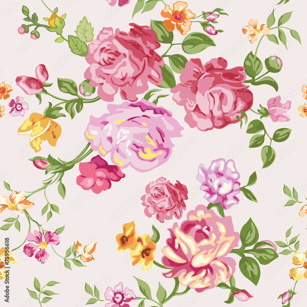 Seamless Flower Background - in vector