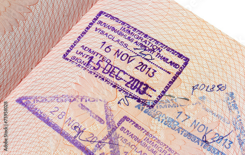 Immigration stamp of Suvarnabhumi airport in passport