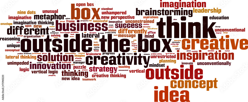 Think outside the box word cloud concept. Vector illustration Think outside the box word cloud concept. Vector illustration