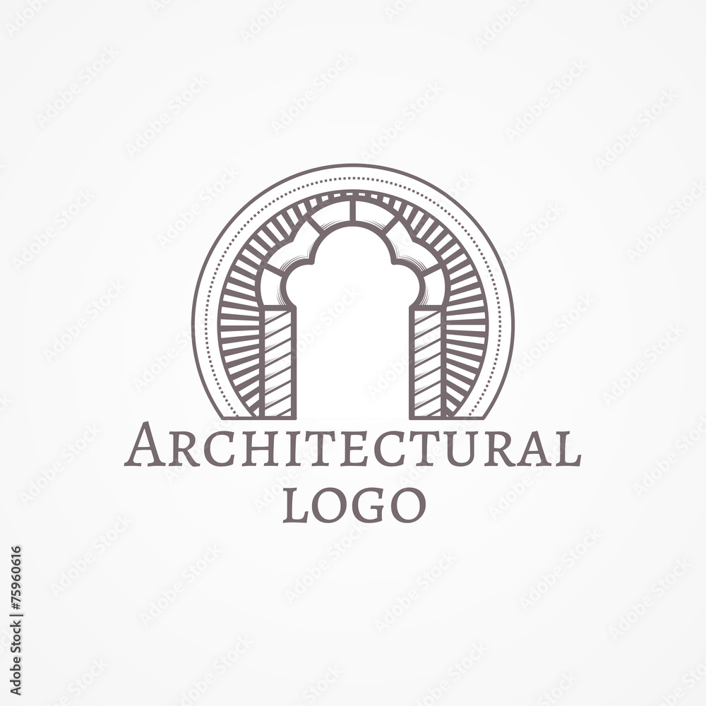 Vector illustration of trefoil arch icon with text Vector illustration of trefoil arch icon with text