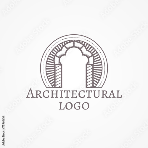 Vector illustration of trefoil arch icon with text