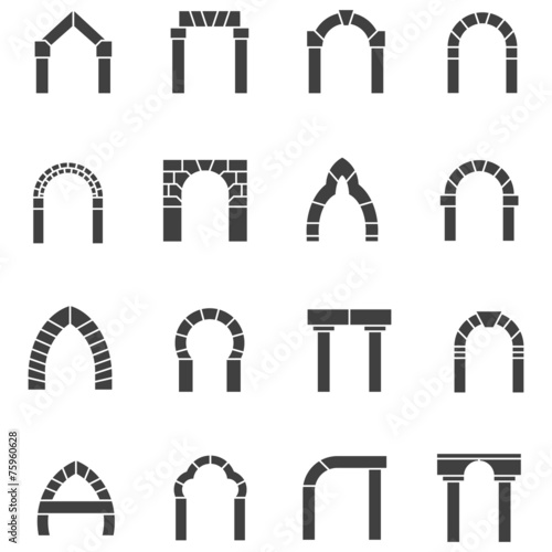 Black icons vector collection of arches