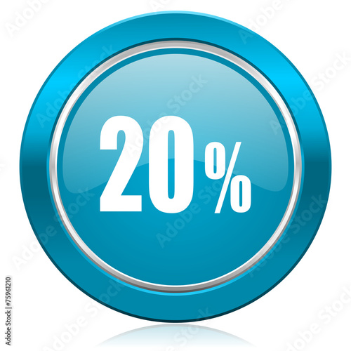 20 percent blue icon sale sign