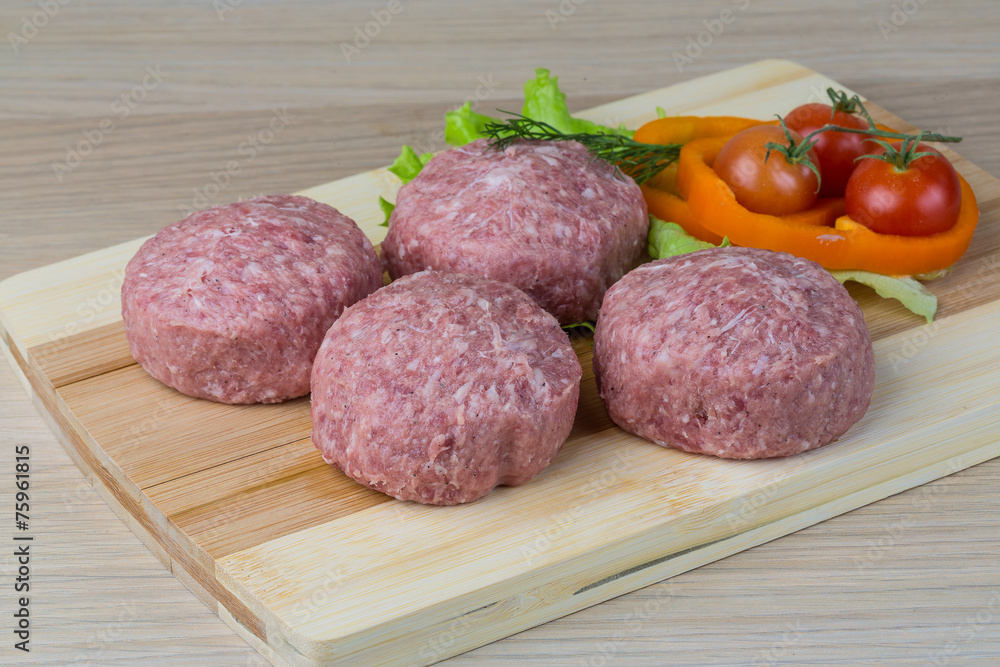 Raw burger cutlet Raw burger cutlet