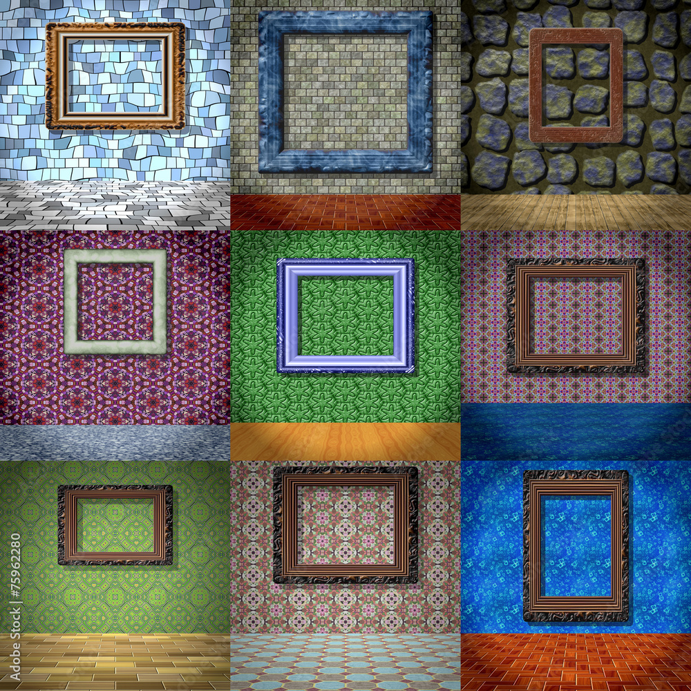 Set of empty room generated textures