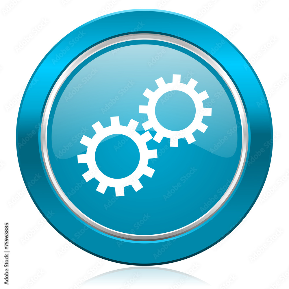 gears blue icon options sign gears blue icon options sign