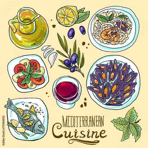 set of mediterranean food