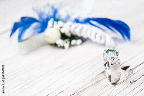 beautiful engagement ring with gem photo