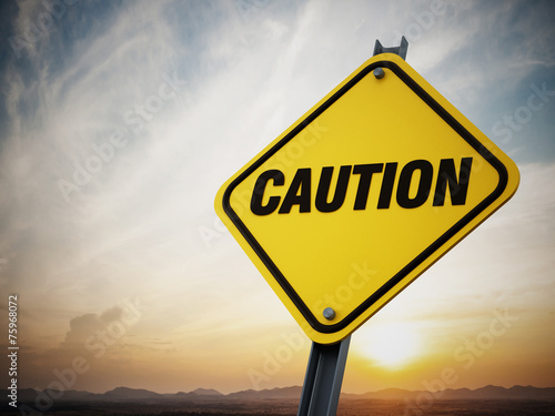 Naklejka Caution road sign
