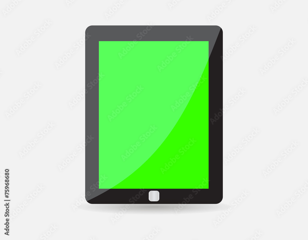 Realistic black tablet with green blank screen Realistic black tablet with green blank screen