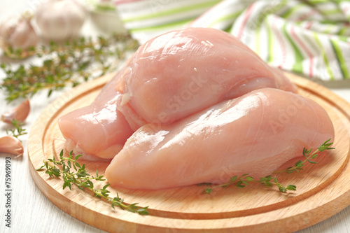 Raw chicken breasts photo