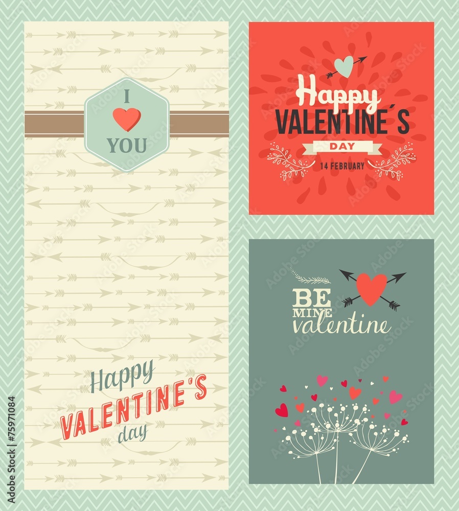 Happy Valentines day greeting cards - obrazy, fototapety, plakaty 