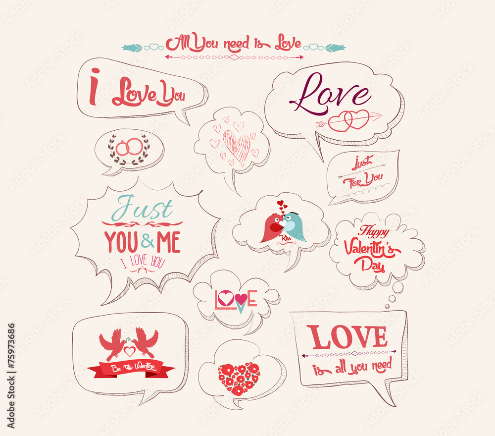 Valentine's day design, labels, icons bubble collection Valentine's day design, labels, icons bubble collection