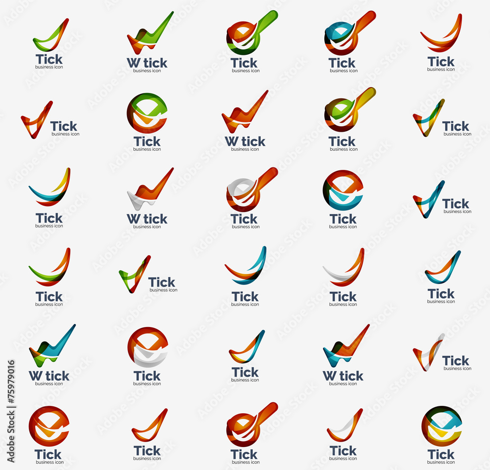 Modern tick abstract wave logo mega set Modern tick abstract wave logo mega set
