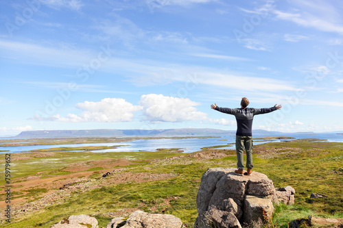 Freedom man in nature on iceland free