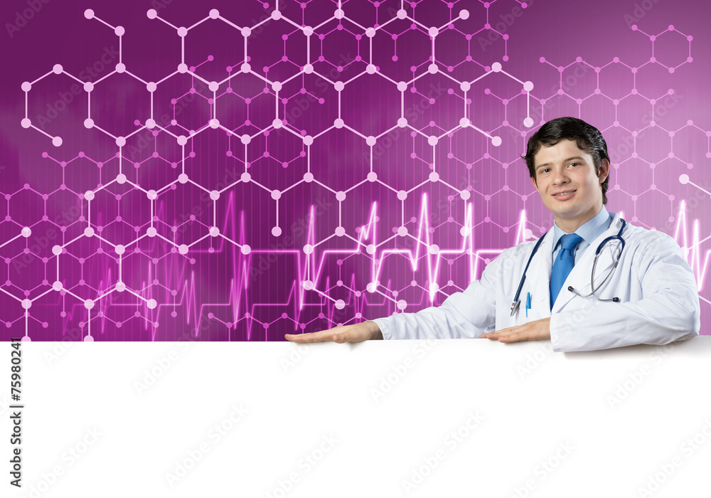 Doctor with banner Doctor with banner