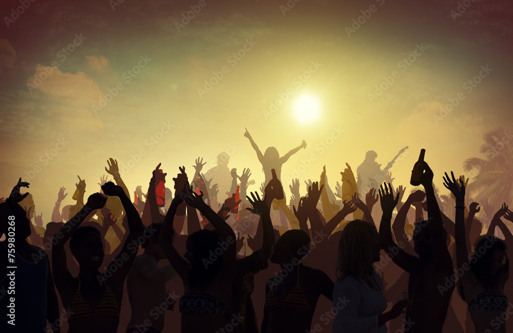Beach Summer Music Concert Outdoors Recreational Pursuit Concept Beach Summer Music Concert Outdoors Recreational Pursuit Concept