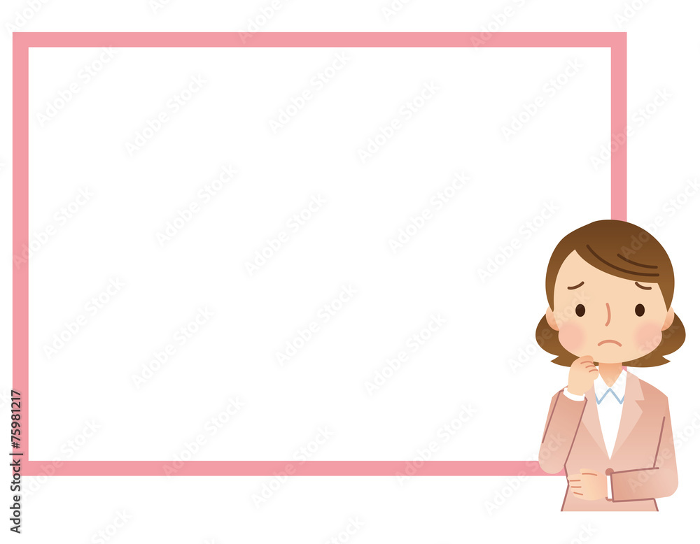 スーツを着た女性 疑問 コピースペース スーツを着た女性 疑問 コピースペース