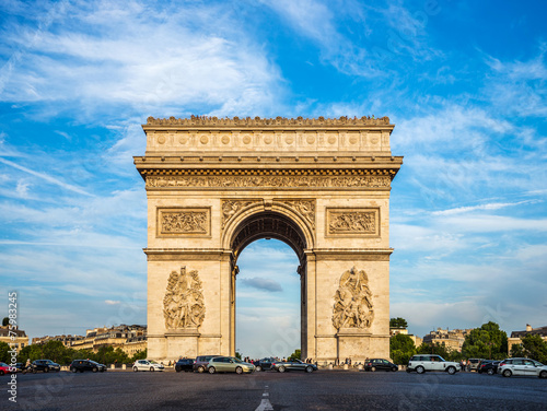 Arch of Triumph (Arc de Triomphe) with dramatic sky