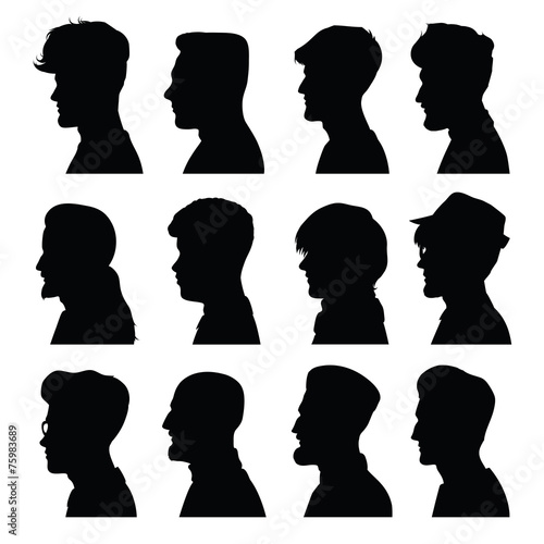 Men's profiles with different hairstyles