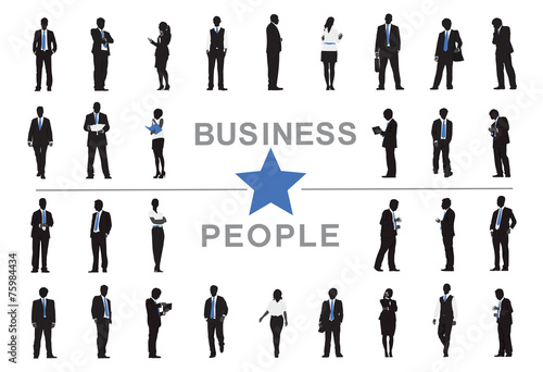 Silhouettes of Business People Togetherness Team Concept