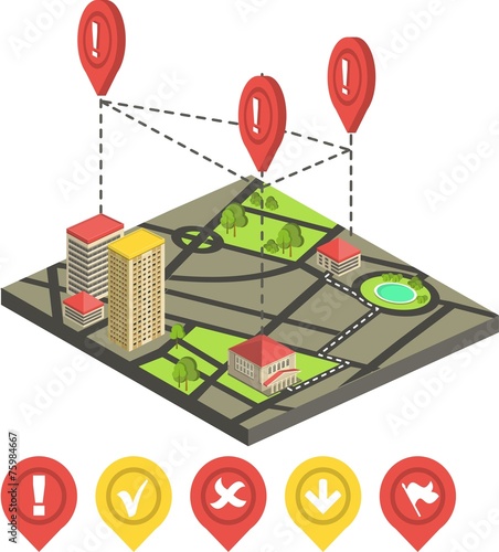 Isometric city map concept