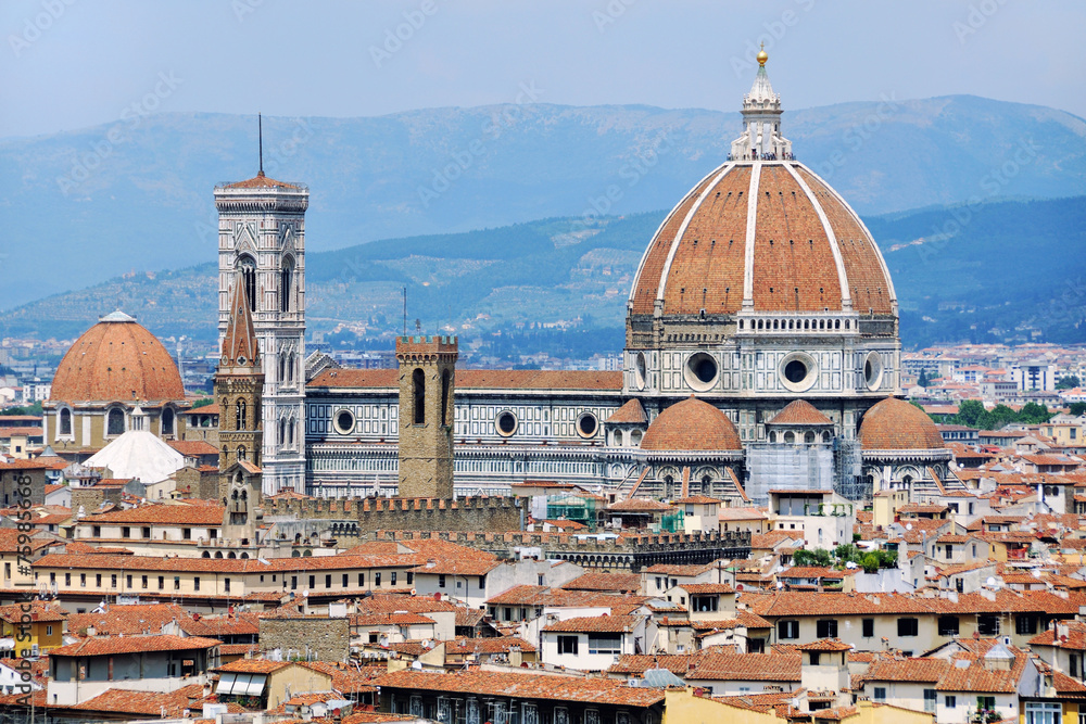 Aerial view of Cathedral Santa Maria del Fiore, Florence, Italy