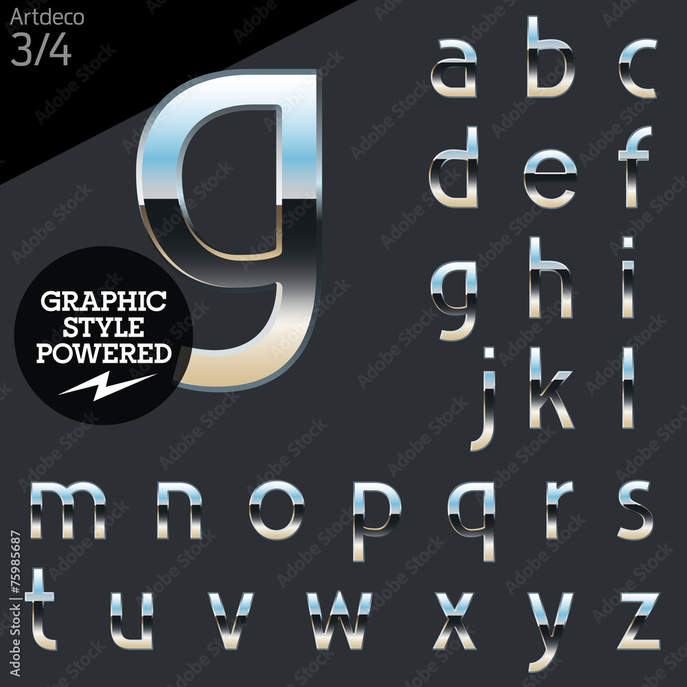 Silver chrome and aluminum vector alphabet set. Artdeco normal. Silver chrome and aluminum vector alphabet set. Artdeco normal.