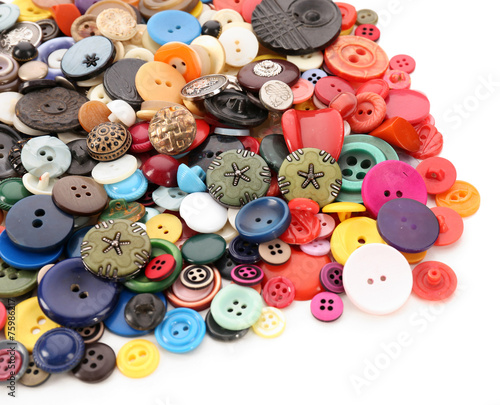 Various of colorful sewing buttons isolated on white