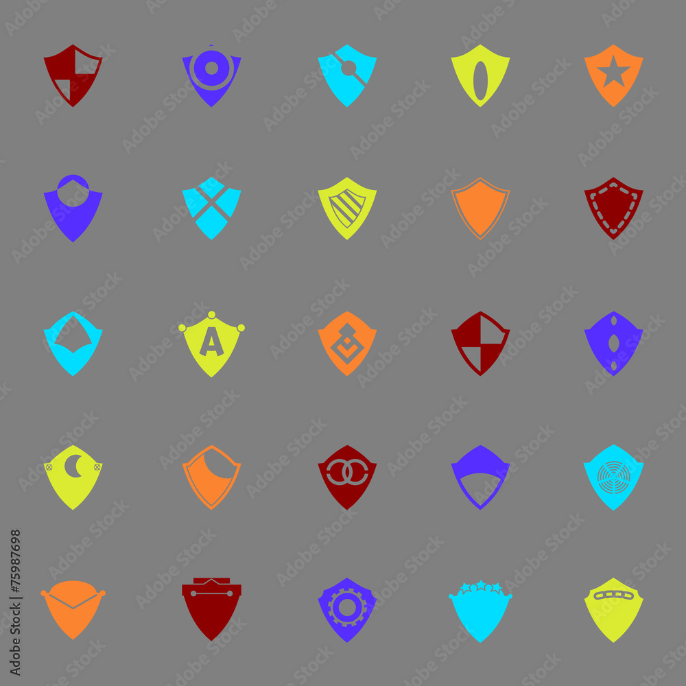 Design shield color icons on gray background Design shield color icons on gray background
