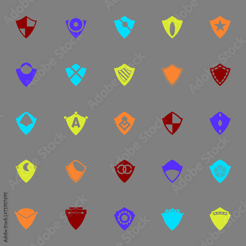 Design shield color icons on gray background
